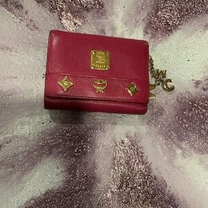 MCM Pink Wallet with Gold Accents